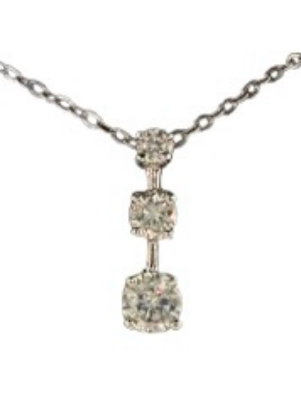 Dainty 3 Stone Drop Layering Necklace Silver Tone Clear Stones